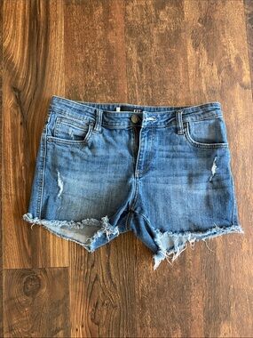 Kut from the Kloth Medium Blue Distressed Denim Cutoff Shorts